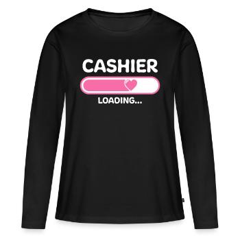 Barre de chargement du caissier - T-shirt manches longues Premium bio Femme - noir - Devant - Julia (174cm)