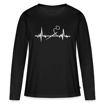Sewing Machine with Heart Seamstress - Women's Premium Organic Long Sleeve Shirt - black - Front - Julia (174cm)