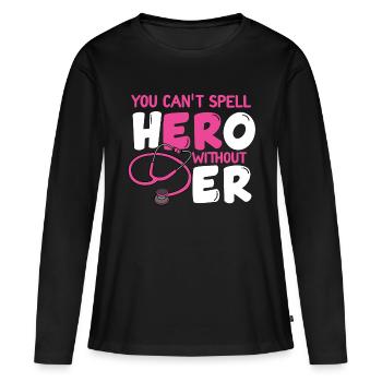Infirmière aux urgences comme dans Hero - T-shirt manches longues Premium bio Femme - noir - Devant - Julia (174cm)