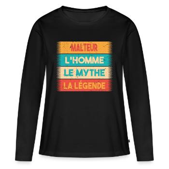 Malteur, L'homme, Le mythe, cadeau malteur. - T-shirt manches longues Premium bio Femme - noir - Devant - Julia (174cm)