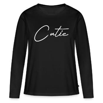 Cutie blanche - T-shirt manches longues Premium bio Femme - noir - Devant - Julia (174cm)