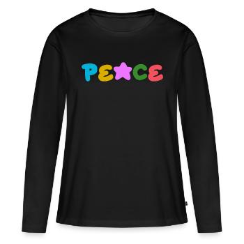Paix Pensée positive - T-shirt manches longues Premium bio Femme - noir - Devant - Julia (174cm)
