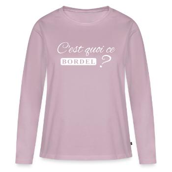 C'est quoi ce bordel ? - T-shirt manches longues Premium bio Femme - rose poudré - Devant - Julia (174cm)