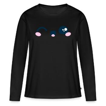 Kawaii Mignon clin d'oeil idée cadeau tshirt sweat - T-shirt manches longues Premium bio Femme - noir - Devant - Julia (174cm)