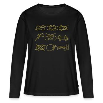 Sammlung von Segelknoten - Palstek, Schotstek, - Frauen Premium Bio Langarmshirt - Schwarz - Vorne - Julia (174cm)