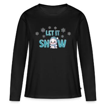 Lass es schneien, blauer Schneemann - Frauen Premium Bio Langarmshirt - Schwarz - Vorne - Julia (174cm)