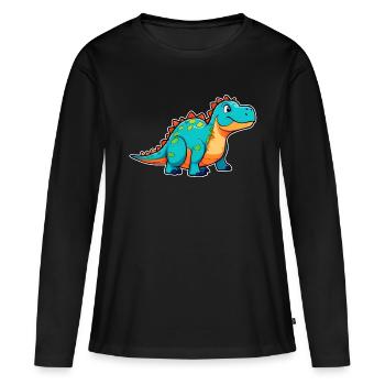 Dinosaure comique mignon - T-shirt manches longues Premium bio Femme - noir - Devant - Julia (174cm)