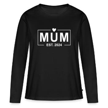 Mama Est 2024 - Frauen Premium Bio Langarmshirt - Schwarz - Vorne - Julia (174cm)