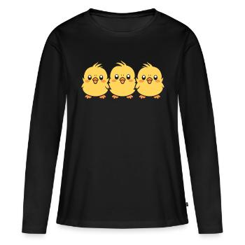poussin - T-shirt manches longues Premium bio Femme - noir - Devant - Julia (174cm)