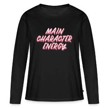 Énergie du personnage principal - T-shirt manches longues Premium bio Femme - noir - Devant - Julia (174cm)