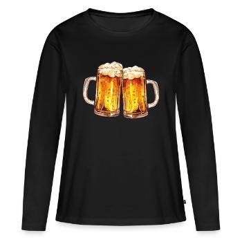 Chopes à bière Chopes à bière Verres à bière Bière à boire de l’alcool - T-shirt manches longues Premium bio Femme - noir - Devant - Julia (174cm)