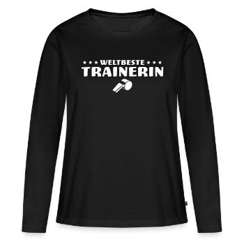 Fußballtrainerin Weltbeste Trainerin Geschenk - Frauen Premium Bio Langarmshirt - Schwarz - Vorne - Julia (174cm)