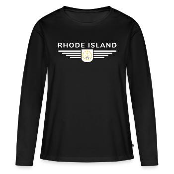 T-shirt Rhode Island Fan – Élégant et unique - T-shirt manches longues Premium bio Femme - noir - Devant - Julia (174cm)