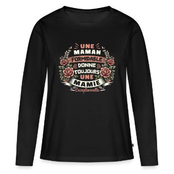 Fete Des Grands Meres Maman Formidable Mamie - T-shirt manches longues Premium bio Femme - noir - Devant - Julia (174cm)