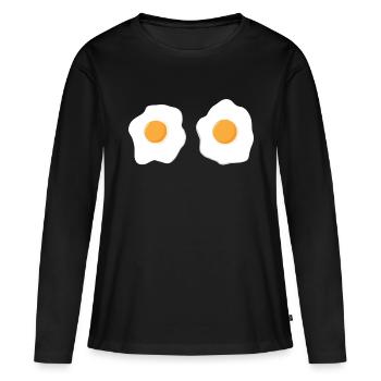 zwei Spiegeleier - Frauen Premium Bio Langarmshirt - Schwarz - Vorne - Julia (174cm)