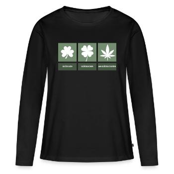Cannabis Cannabis Leaf Fumer de l’herbe à mâcher Dicton - T-shirt manches longues Premium bio Femme - noir - Devant - Julia (174cm)