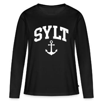 Sylt - T-shirt manches longues Premium bio Femme - noir - Devant - Julia (174cm)
