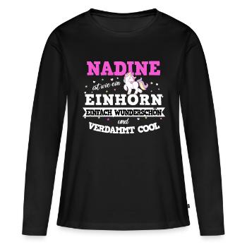 Nadine Mädchen Frauen Geschenk - Frauen Premium Bio Langarmshirt - Schwarz - Vorne - Julia (174cm)