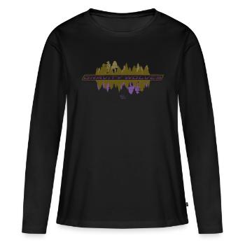 Gravity Wolves Woods reflété - T-shirt manches longues Premium bio Femme - noir - Devant - Julia (174cm)
