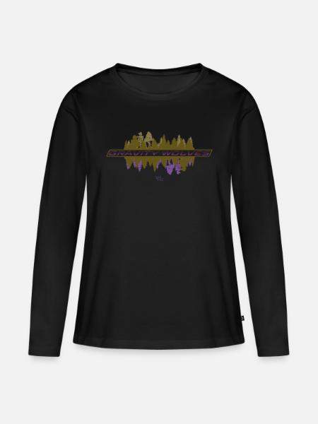 Gravity Wolves Woods reflected - Frauen Premium Bio Langarmshirt - Schwarz