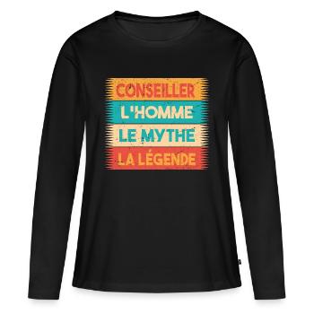 Conseiller, L'homme, Le mythe, cadeau conseiller. - T-shirt manches longues Premium bio Femme - noir - Devant - Julia (174cm)