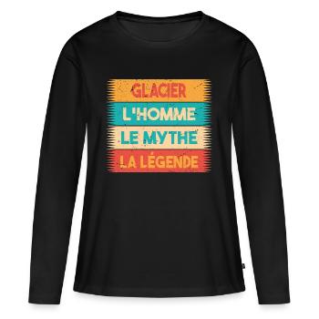 Glacier, L'homme, Le mythe, cadeau glacier. - T-shirt manches longues Premium bio Femme - noir - Devant - Julia (174cm)