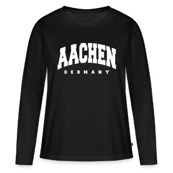 Aachen - Frauen Premium Bio Langarmshirt - Schwarz - Vorne - Julia (174cm)