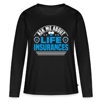 Vendeur d’assurance Agent d’assurance - T-shirt manches longues Premium bio Femme - noir - Devant - Julia (174cm)