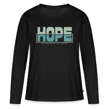 HOPE survive alone - T-shirt manches longues Premium bio Femme - noir - Devant - Julia (174cm)