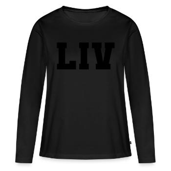 Name - Liv - Frauen Premium Bio Langarmshirt - Schwarz - Vorne - Julia (174cm)