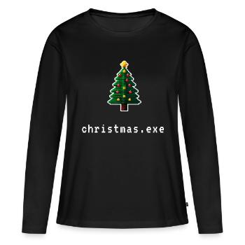 Pixel Noël - T-shirt manches longues Premium bio Femme - noir - Devant - Julia (174cm)