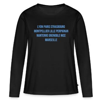 Typisches französisches Souvenir - Frauen Premium Bio Langarmshirt - Schwarz - Vorne - Julia (174cm)
