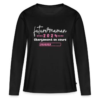 future maman 2024 chargement en cours,grossesse - T-shirt manches longues Premium bio Femme - noir - Devant - Julia (174cm)
