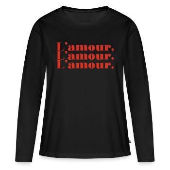 L’amour L’amour L’amour - T-shirt manches longues Premium bio Femme - noir - Devant - Julia (174cm)