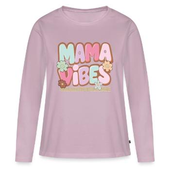 Mama Vibes: Glanz & Liebe - Frauen Premium Bio Langarmshirt - Altrosa - Vorne - Julia (174cm)