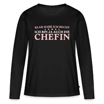 Chefin Klar habe ich recht - Frauen Premium Bio Langarmshirt - Schwarz - Vorne - Julia (174cm)