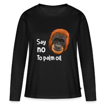 Monkey Ape Orang Utan - say no to palm oil - Women's Premium Organic Long Sleeve Shirt - black - Front - Julia (174cm)