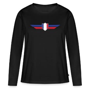 Coupe du monde des supporters de France - T-shirt manches longues Premium bio Femme - noir - Devant - Julia (174cm)