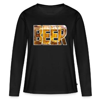 Bier à bière - T-shirt manches longues Premium bio Femme - noir - Devant - Julia (174cm)