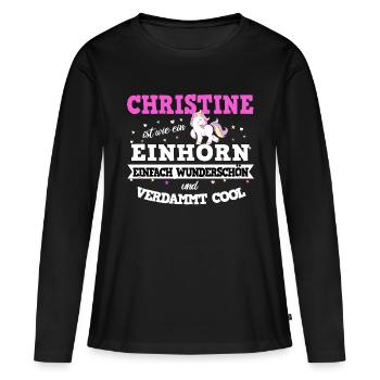 Christine Frauen Vorname Christine Geschenk - Frauen Premium Bio Langarmshirt - Schwarz - Vorne - Julia (174cm)