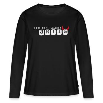 Je suis gentil - T-shirt manches longues Premium bio Femme - noir - Devant - Julia (174cm)