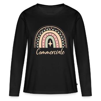 Cadeau Commerciale. Boho Rainbow commerciale. - T-shirt manches longues Premium bio Femme - noir - Devant - Julia (174cm)