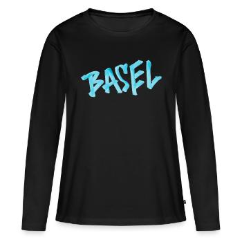 Basel Schriftzug - Frauen Premium Bio Langarmshirt - Schwarz - Vorne - Julia (174cm)