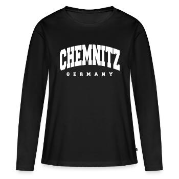 Chemnitz - T-shirt manches longues Premium bio Femme - noir - Devant - Julia (174cm)