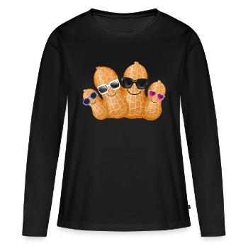 nüsse,nuss,familie,familie,erdnüsse,erdnuss - Frauen Premium Bio Langarmshirt - Schwarz - Vorne - Julia (174cm)