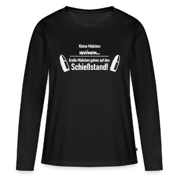 Kleine Mädchen weinen - große Mädchen schießen! - Frauen Premium Bio Langarmshirt - Schwarz - Vorne - Julia (174cm)