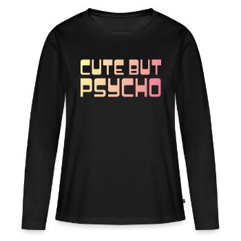 Chemise mignonne mais psycho - T-shirt manches longues Premium bio Femme - noir - Devant - Julia (174cm)