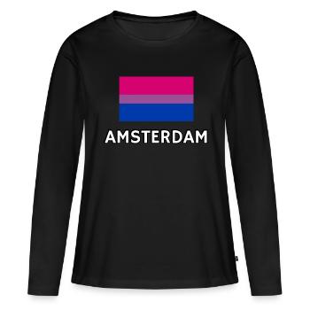 Drapeau de la Bi Pride Amsterdam - T-shirt manches longues Premium bio Femme - noir - Devant - Julia (174cm)