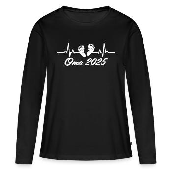 Babyparty 2025 Werdende Oma - Frauen Premium Bio Langarmshirt - Schwarz - Vorne - Julia (174cm)