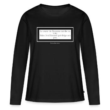 proverbes 169 - T-shirt manches longues Premium bio Femme - noir - Devant - Julia (174cm)